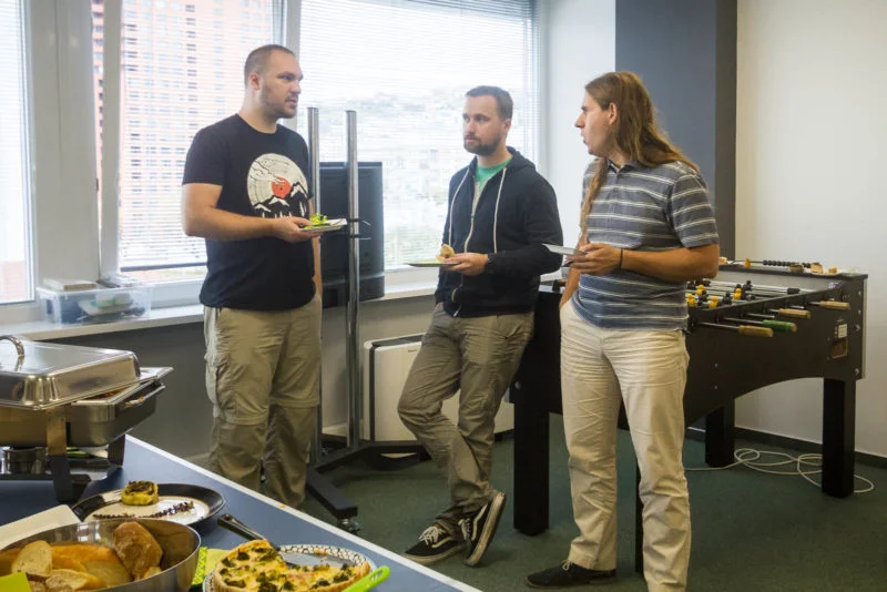 Jan Rosa with colleagues at Innovatrics company breakfast