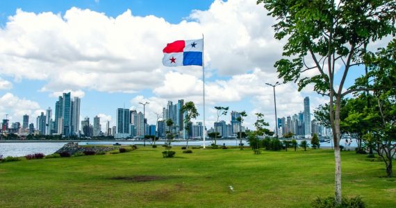 Panama flag on land